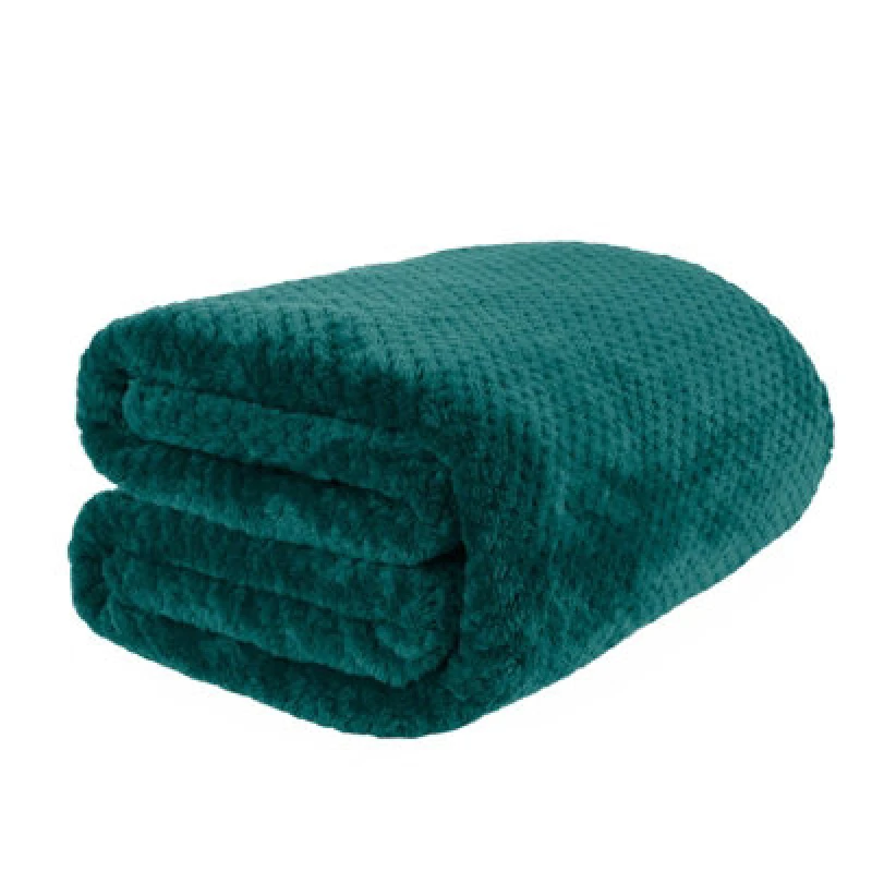 Image of OHS OHS Luxury Large Waffle Honeycomb Mink Warm Throw in Teal Size: 200cm x 240cm Teal 200cm x 240cm Unisex 5027434168637