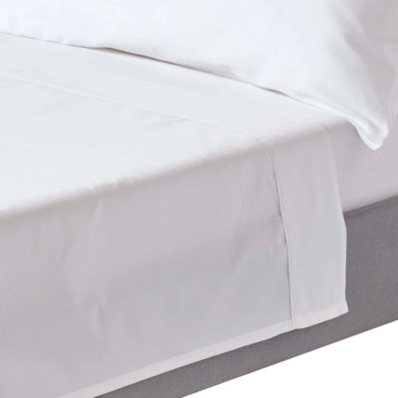 Image of HOMESCAPES HOMESCAPES White Organic Cotton Flat Sheet 400 Thread count, Single - White BL1324A
