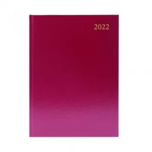 Image of Desk Diary Day Per Page A4 Burgundy 2022 KFA41ABG22