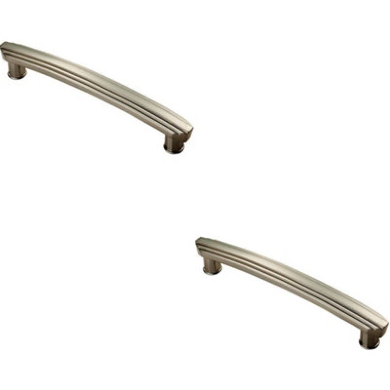 Image of Loops 2x Ridge Design Curved Cabinet Pull Handle 160mm Fixing Centres Satin Nickel Metallics unisex