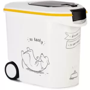 Image of Pet Food Container Dinner is Served Dog with Wheels 35L Curver - White
