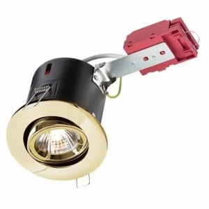 Image of KnightsBridge GU10 50W 230V LED Compatible IC Fire Rated Tilting Downlight - Brass
