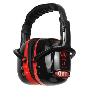 Image of QED33 Ear Defender Folding Black Red Ref QED33 Up to 3 Day Leadtime