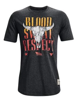 Image of Under Armour Training Project Rock Outlaw BSR T-Shirt - Black/Grey, Size 2XL, Men