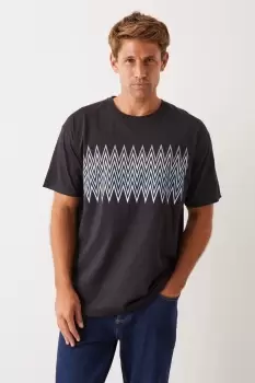 Image of Mens Multi Zig Zag Print T-Shirt