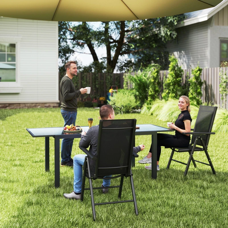 Image of Outsunny 2PCS Folding Chair w/ Breathable Mesh Back and Seat, Black True Black