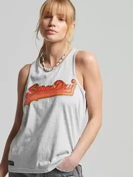 Image of Superdry Vintage Logo Vest - Grey, Size 10, Women