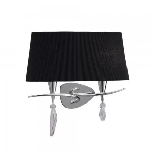 Image of Wall Lamp Switched 2 Light, Polished Chrome with Black Shade