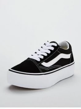 Image of Vans Old Skool Junior Platform Trainers - Black/White, Size 13