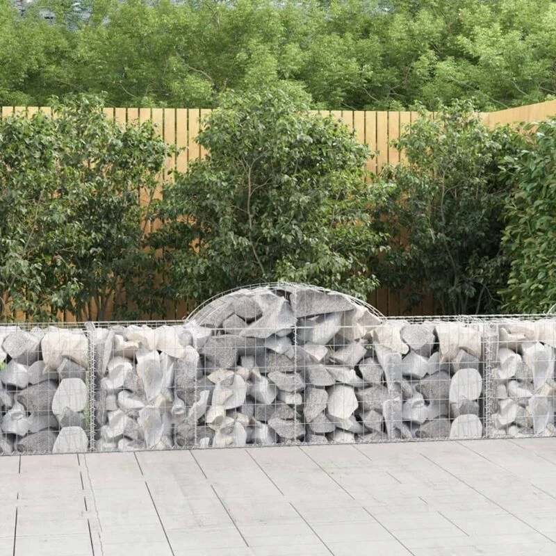 Image of VIDAXL Arched Gabion Baskets 10 pcs 200x50x60/80cm Galvanised Iron Vidaxl 8720845568696