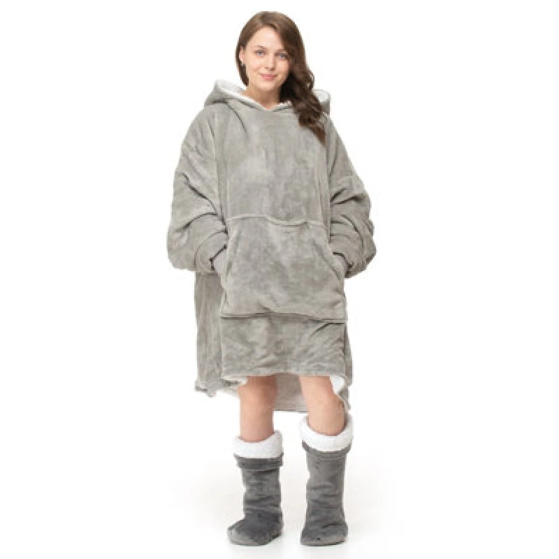 Image of Velosso Plain Oversized Hoodie Blanket One Size Fits All in Grey Grey Unisex One Size