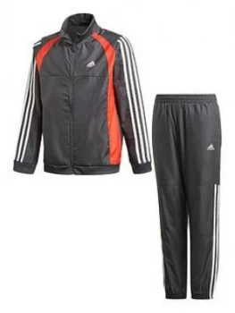 Image of Adidas Boys Junior Woven Tracksuit - Grey/Red