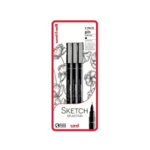 Image of Uni-Ball PIN Sketch Selection Fine Pens Blister PFP Black Pack of 3 238212791