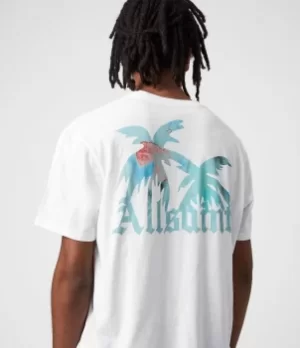 Image of AllSaints Mens Malibeau Crew T-Shirt, Optic White, Size: L