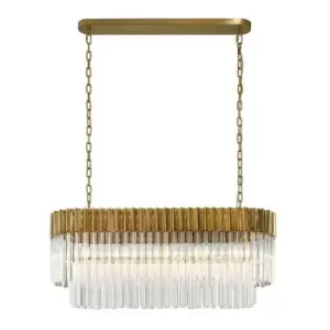 Image of Luminosa Lighting - Luminosa Pendant Rectangle 5 Light E14, Brass, Clear Glass, Item Weight: 21.2kg