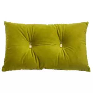 Image of Pineapple Velvet Cushion Olive Green