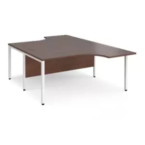 Image of Office Desk 2 Person Rectangular Desk 1600mm Walnut Tops With White Frames Maestro 25