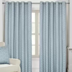 Image of Homecapes Blue Geometric Jacquard Blackout Eyelet Curtain Pair, 90 x 54'