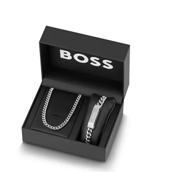Image of Boss Neckless & Bracelet Gift Set Silver One Size