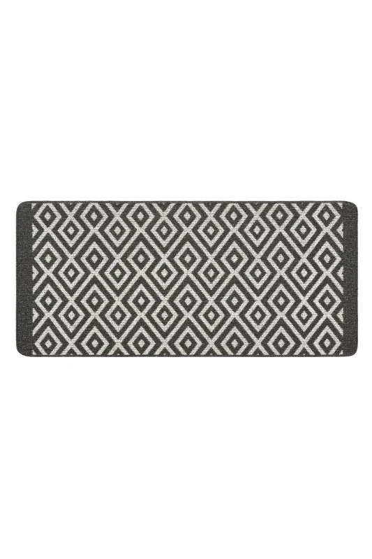 Image of MY MAT Geo Print Stain Resistant Doormat Charcoal 050X075CM