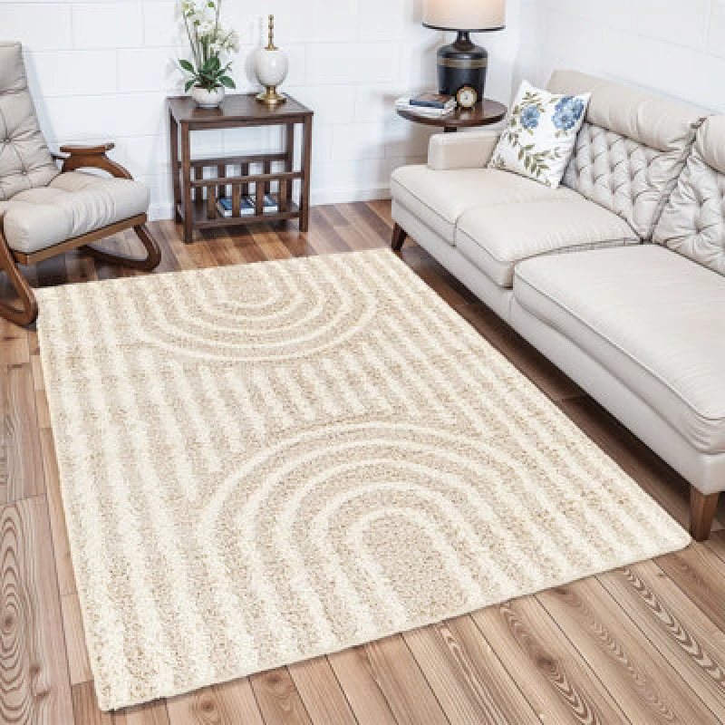 Image of Livabliss Shaggy Modern Plush Pile Beige Christina Area Rug 130 X 170 Cm - Easy Care, Non Shedding, Ideal For Living Room & Bedroom