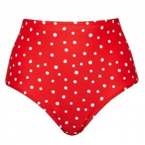 Image of Figleaves High Waist Tummy Control Brief - RED/WHITE SPOT