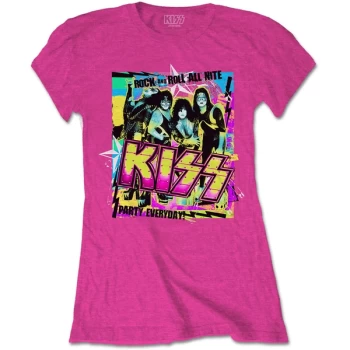 Image of KISS - Party Every Day Womens Medium T-Shirt - Pink