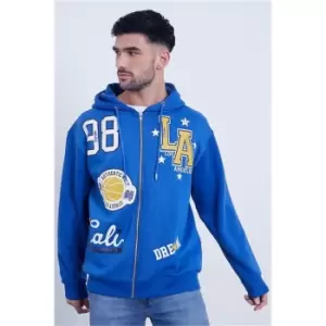 Image of I Saw It First Cobalt Blue La 98 Graphic Zip Through Hoodie - Blue