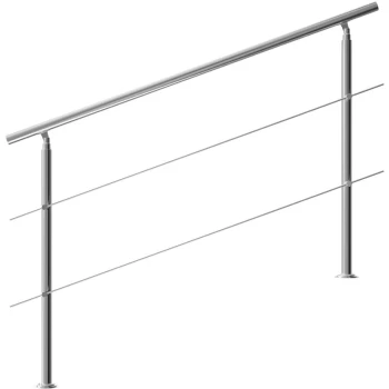 Image of Banisters Stainless Steel Indoor and Outdoor Handrail Railing Balustrade Balcony 2 crossbars, 160cm - Monzana