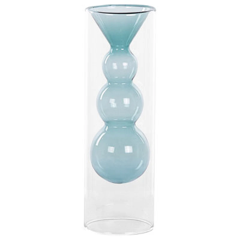 Image of Beliani Flower Vase Kalochi Glass 27cm Turquoise