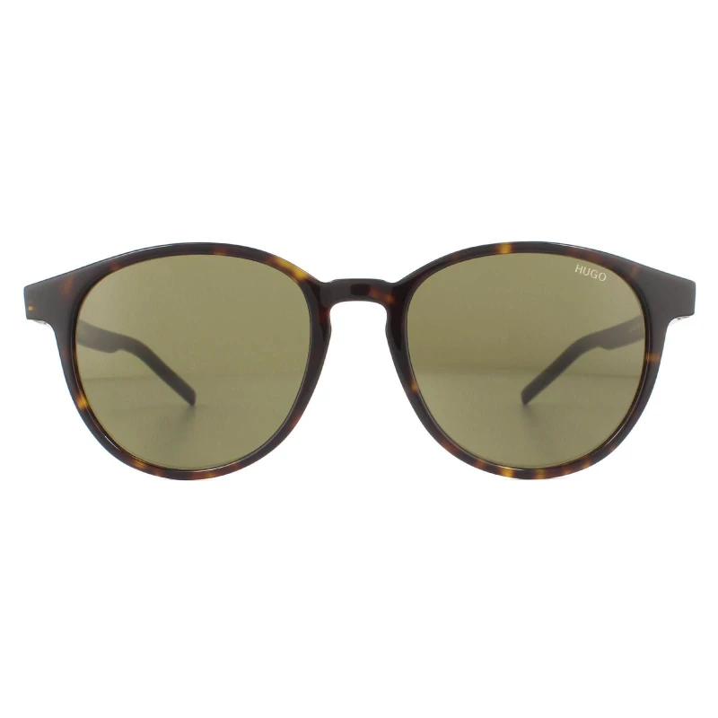 Image of HUGO Round Havana Green Sunglasses Brown