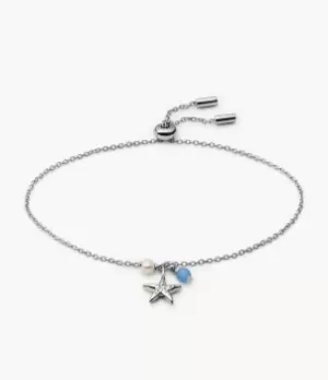 Image of Fossil Women Elliott Sea Stars Chalcedony and Freshwater Pearl Chain Bracelet