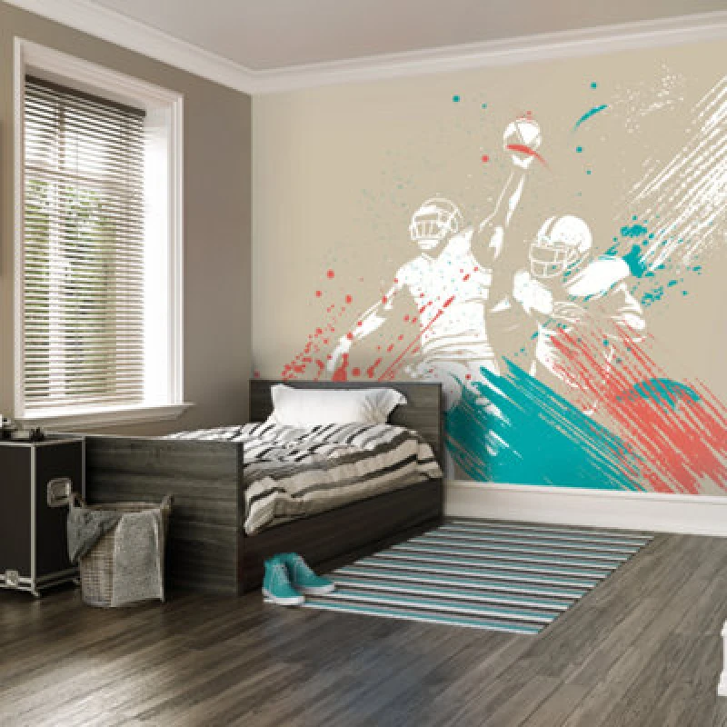 Image of Origin Murals American Footballers Paint Splash Grey Paste The Wall Mural 350Cm Wide X 280M High