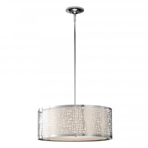 Image of 3 Light Large Cylindrical Ceiling Pendant Chrome, E27