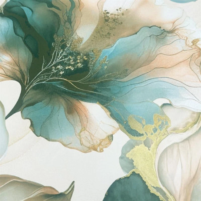 Image of Muriva Ltd Muriva Elysian Coral & Teal Wallpaper, Green 212505