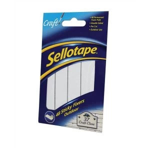 Image of Sellotape Sticky Fixers 20 x 20mm Outdoor Double Sided Weather Resistant Pads 10 Packs of 48 Pads