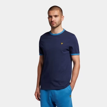 Image of Mens Ringer T-Shirt - Navy/Spring Blue - XXL