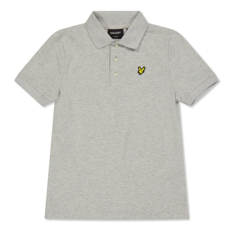 Image of Lyle and Scott Kids Short Sleeve Polo Shirt Grey Marl D24 male 8-9Y