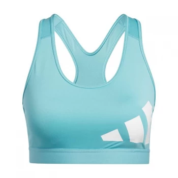 Image of adidas Believe This Medium-Support Workout Logo Bra Women - Mint Ton / White