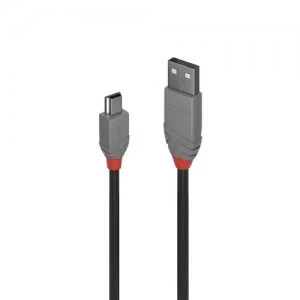 Image of Lindy 36725 USB cable 5m USB 2.0 USB A Mini-USB B Black