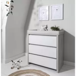 Image of Tutti Bambini Modena Grey and White Changing Table with 3 Drawers