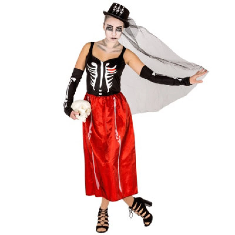 Image of Tectake Womens Skeleton Costume 300090 - Red S