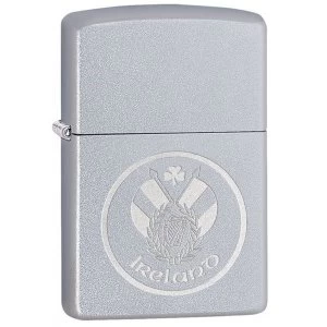 Image of Zippo Ireland Patch Satin Chrome Windproof Lighter