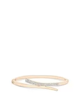 Image of Jon Richard Rose Gold Plated Polished And Pave Bangle Bracelet, Rose Gold, Women