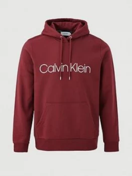 Image of Calvin Klein Cotton Logo Overhead Hoodie - Burgundy