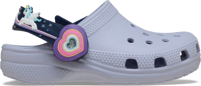Image of Crocs Kids Toddler Classic Imagination Lights Backstrap Clogs Frosted Grape C5