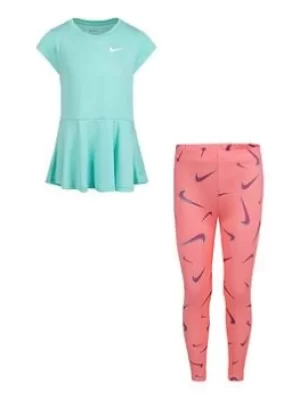 Image of Nike Younger Girl Tunic Top And Leggings 2 Piece Set