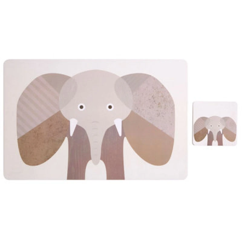Image of Premier Housewares Effy Set Of 2 Elephant Placemat And Coaster Multi