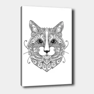 Image of MANDALA95 White Black Decorative Canvas Painting