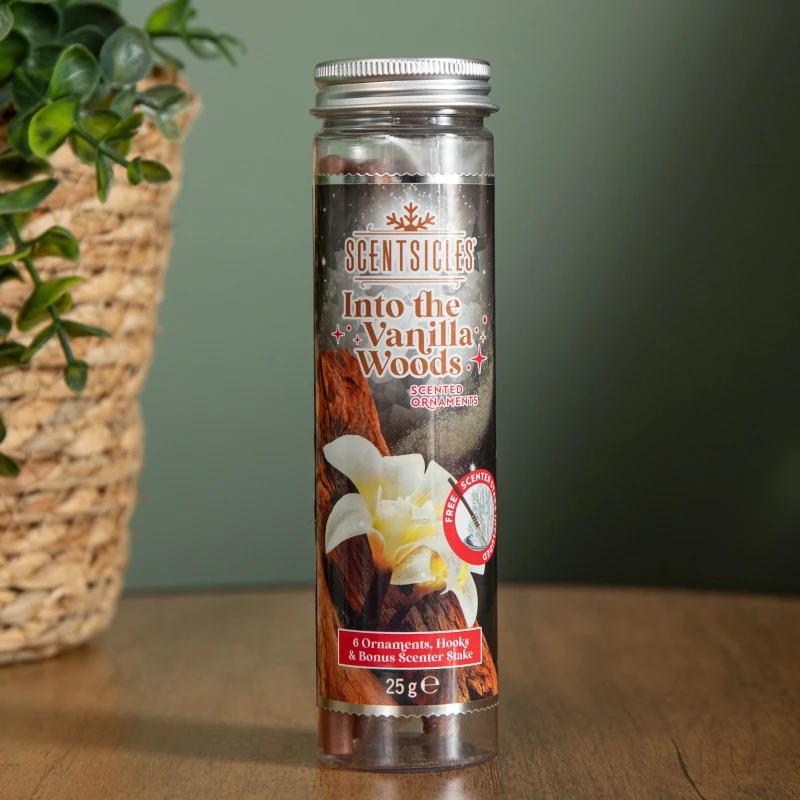 Image of 25g Into The Vanilla Woods Scented Christmas Scentsicles with 6 Hanging Hooks